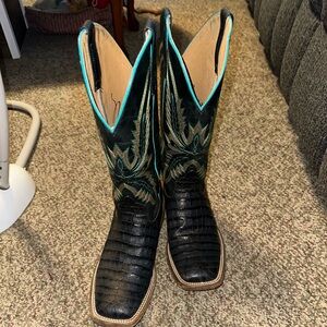 Black and Teal Western Boots